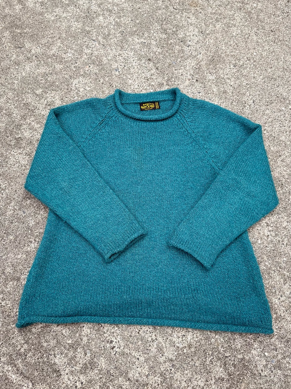 Elegant Teal Alpaca & Wool Roll Neck Sweater | Lightweight Cozy Knit | M/L